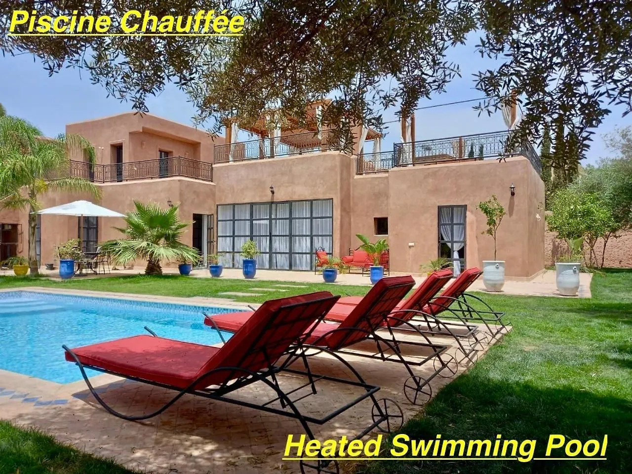 Villa Scil de luxe 3 Suites Piscine chauffée Hamam Jacuzzi extérieur avec vue sur l'Atlas 2 Parkings Privé Marrakesh